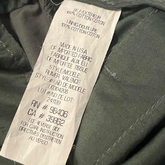 Theory Women's Olive Green Chinos 100% Cotton Size 4 Cuffed Straight Leg Preppy - Picture 10 of 11